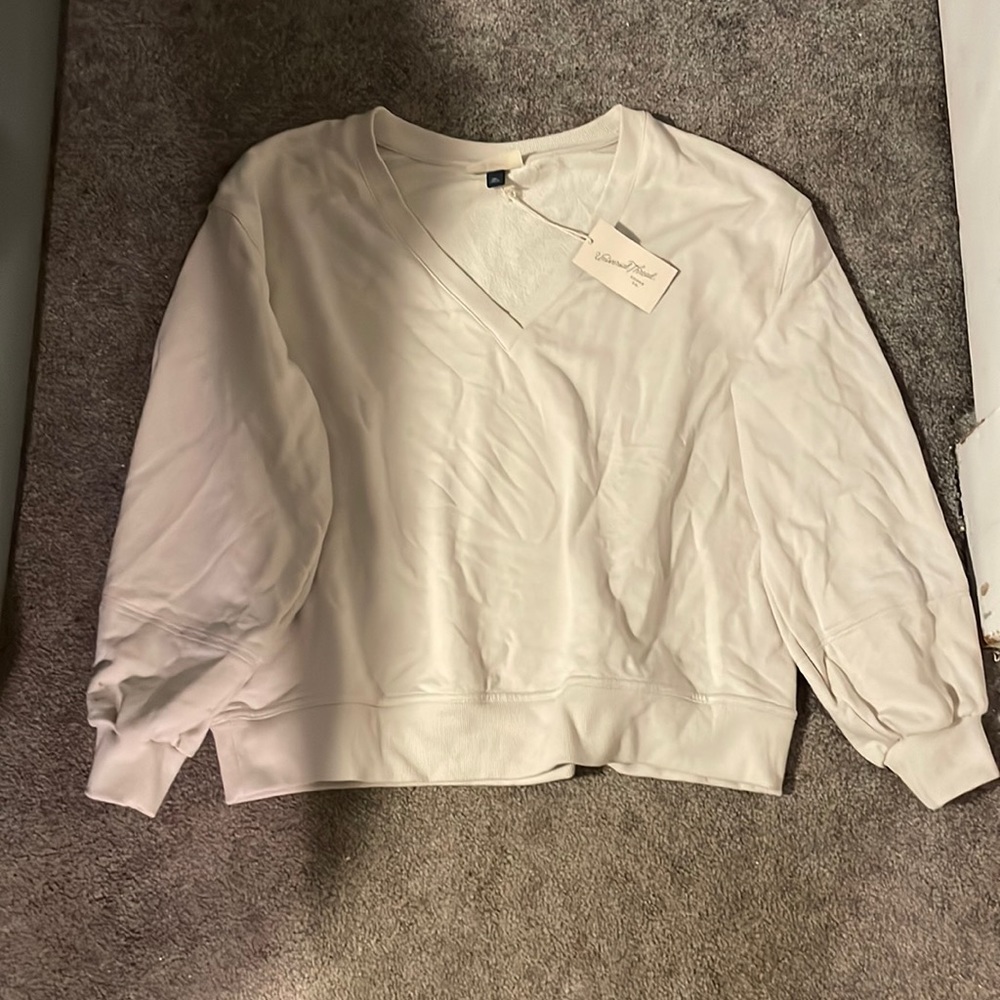 Cream v neck sweater